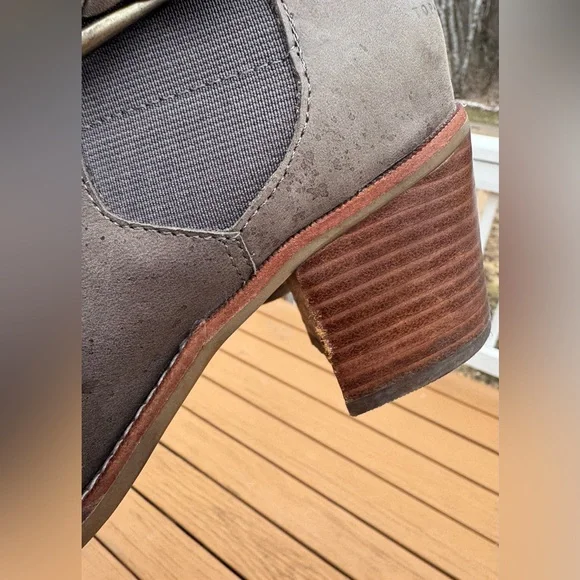 Sperry Leather Ankle Boots 8M Taupe Braided Strap Block Heel Chelsea Boho - Picture 14 of 16